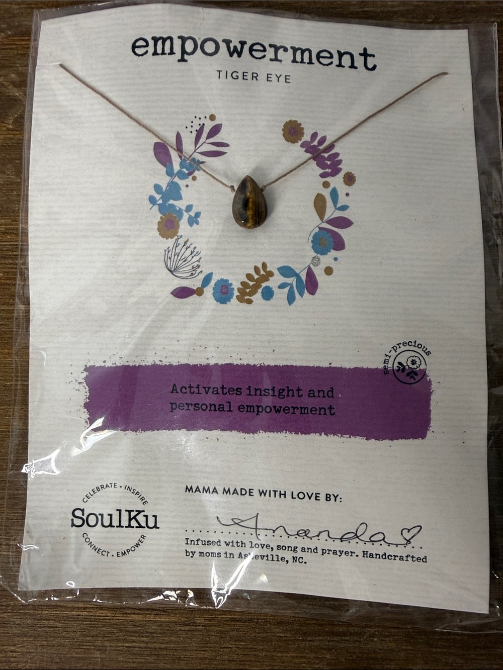 SoulKu Empowerment Tiger Eye Necklace Handcrafted Sterling Silver Clasp & Chain